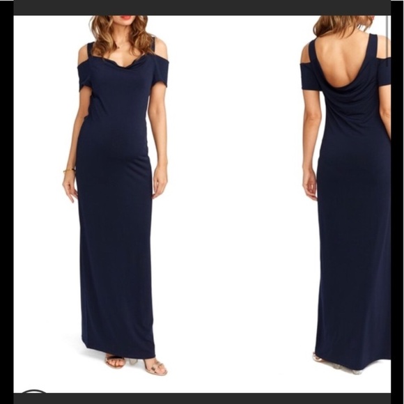 Jillian Maternity Cold Shoulder Maxi Dress H. - Picture 1 of 8